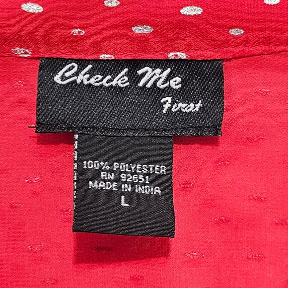 Check Me First Layered Red with Silver Polka-Dot Tie Sleeves and Belt Large NWOT - Picture 2 of 7